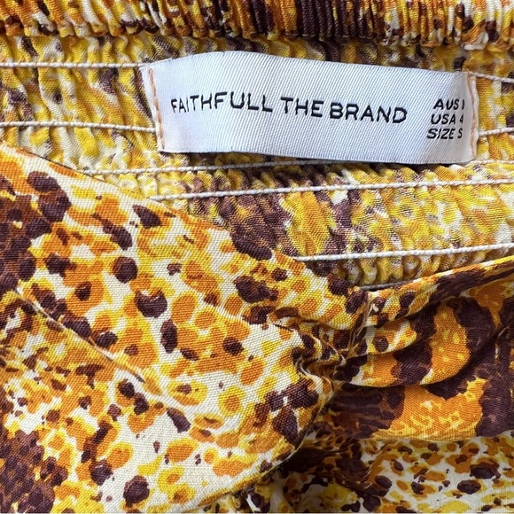 FAITHFULL THE BRAND Snakeskin Print Mini Dress Puff Sleeve Sweetheart Cut 4 S - Picture 10 of 11